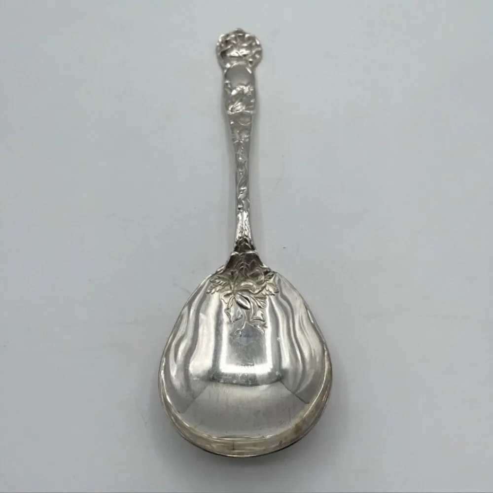 W A Italy Silverplate Bridal Rose Salad Server Set Fork AND Spoon 9.5